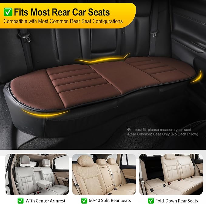 kingphenix 5-Piece Car Seat Cushion Set with Back Support | Full Back Support Pillow and Seat Cushion for Long Driving, Road Trips, Truck, Van, SUV, Brown
