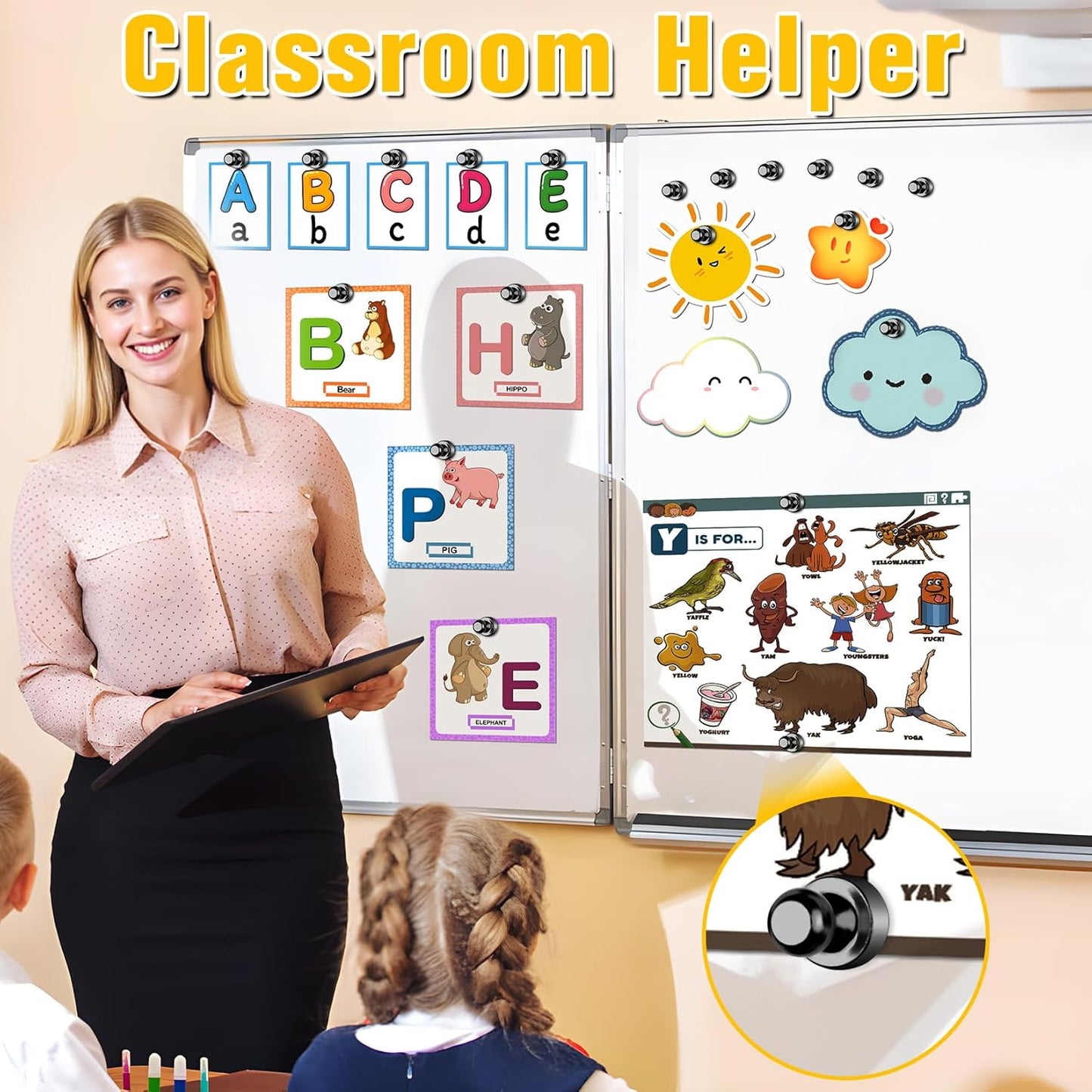 VNDUEEY 200 Pack Black Fridge Magnets, Refrigerator Magnets Whiteboard Magnets, Magnet Refrigerator, Magnetic Push Pins, Small and Strong Magnet for Home, Office, School, Locker and Map