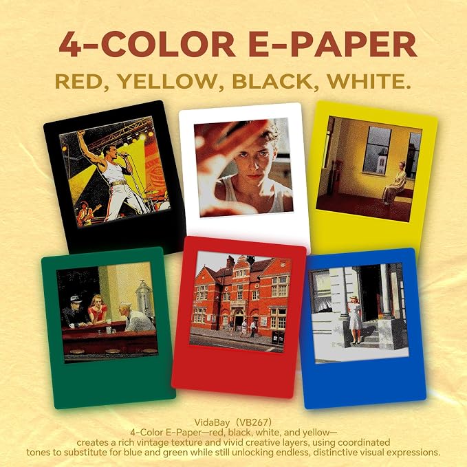 E-Paper Fridge Magnet Classic Plus, Battery Free E-Ink Photo Display, Wireless NFC Smart Frame, Phone Control Acrylic Memo Board Home Travel Party Gift, Compatible iPhone13&Newer(Yellow)