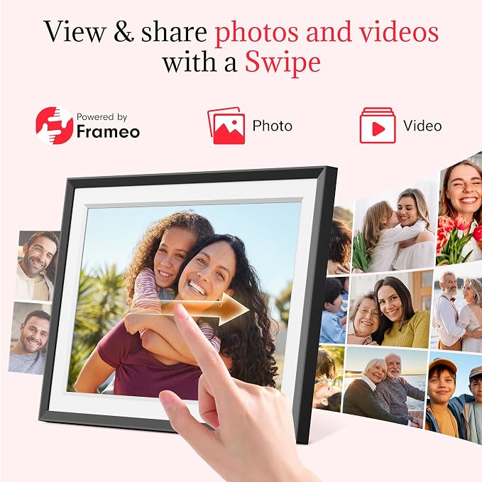 Frameo Digital Picture Frame – 10.1 Inch Smart Wi-Fi Photo Frame with Easy App Connection, Gift for Women, Mom, Grandma, Wife, Girlfriend, Wedding Share Memories Instantly via Free App