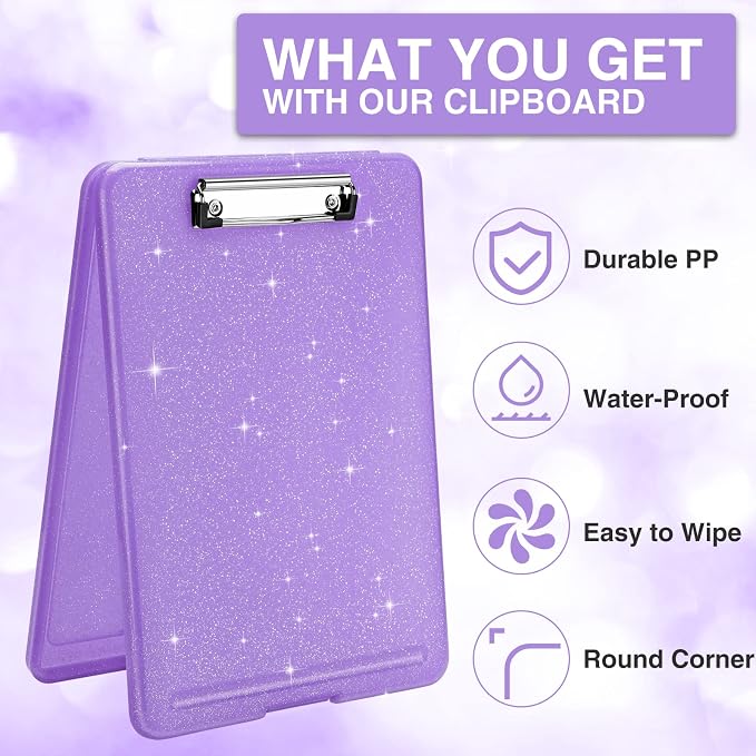 Sooez Clipboard with Storage, Plastic Nursing Clip Board, 8.5" x 11", Work | Sturdy Clipboards Foldable, Cute Hanging Clip Board Case, Teacher, Classroom Must Haves, Office School Supplies, Women & Men
