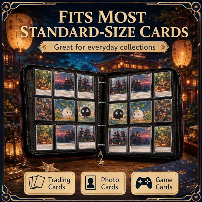 1008 Cute Card Binder 9 Pocket, 3-Ring Trading Card Binder with 56 Page Removable Sleeves, High Storage Waterproof Trading Card Holder Collection Card Album Organizer Case for TCG Cards - Star