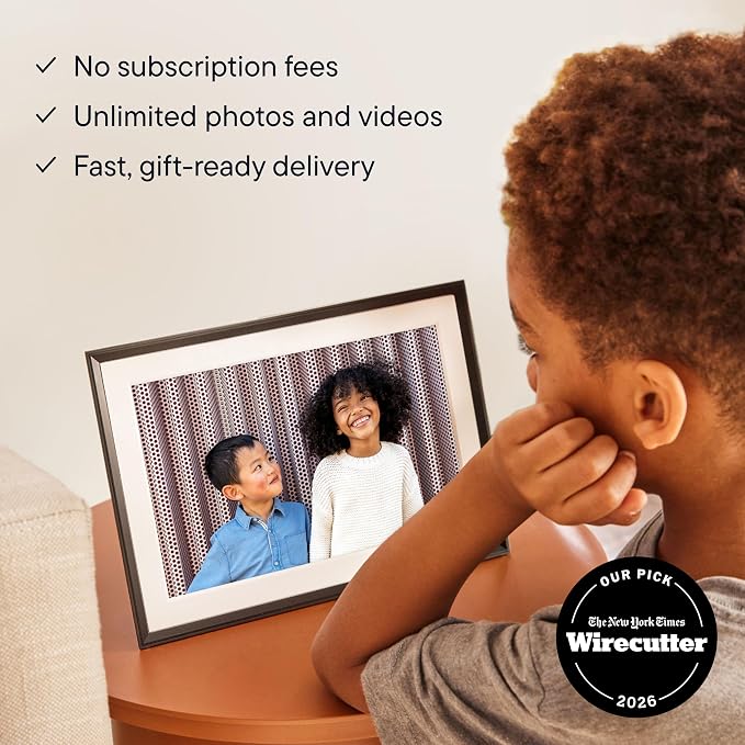 Aura 10" HD WiFi Digital Picture Frame – Free Unlimited Cloud Storage – Send Photos from Phone – No Subscription – Auto On/Off – Gift for Parents & Grandparents (Black Mat, 10")