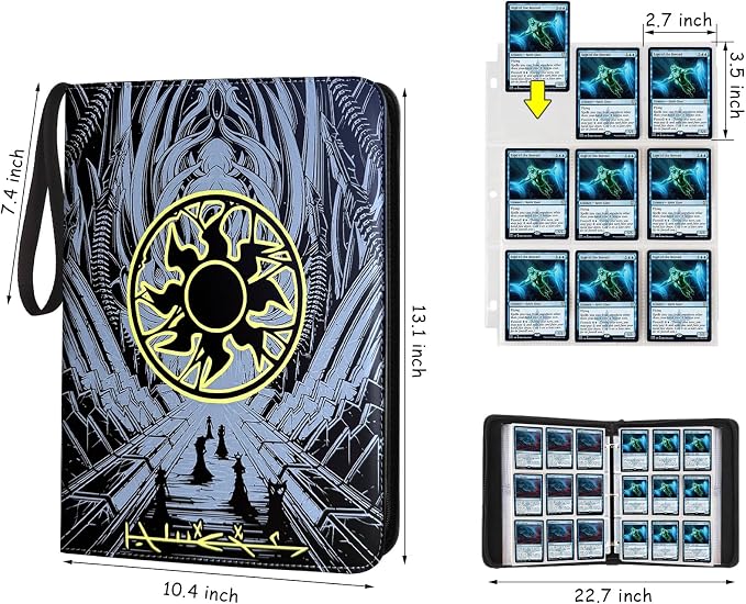 9 Pocket Card Binder, 720 Double Sided Pocket Trading Card Binder, Premium PU Card Collector Album,Card Folder for MTG/YGO/PTCG/Game Cards(Yellow)