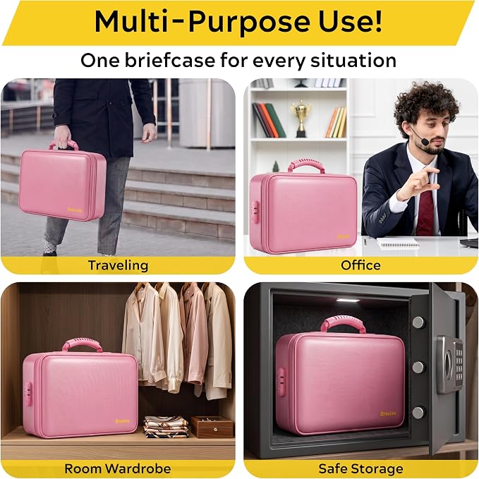 Fireproof Document Box with Lock, 13-Folder File Organizer Bag | 13 accordion folders for passports, certificates, cash & important documents, ideal for home office travel storage