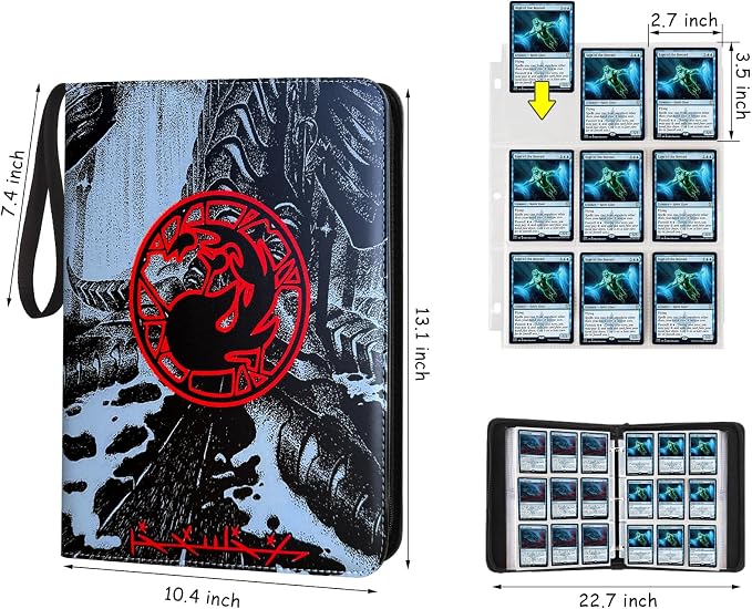 9 Pocket Card Binder, 720 Double Sided Pocket Trading Card Binder, Premium PU Card Collector Album,Card Folder for MTG/YGO/PTCG/Game Cards(Red)