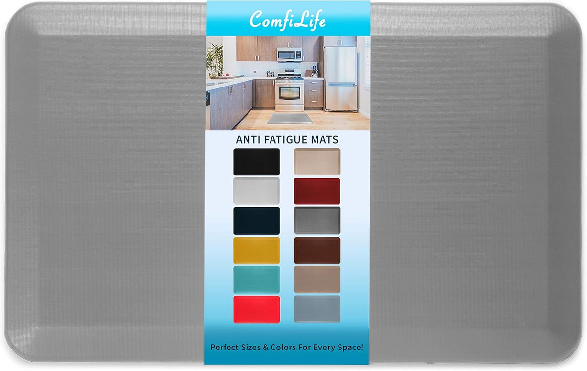 ComfiLife Anti Fatigue Floor Mat – 3/4 Inch Thick Kitchen Mats for Floor, Standing Desk Mat, Kitchen Rug – Comfort at Home, Office – Durable – Stain Resistant – Non-Slip Bottom (20" x 32", Gray)
