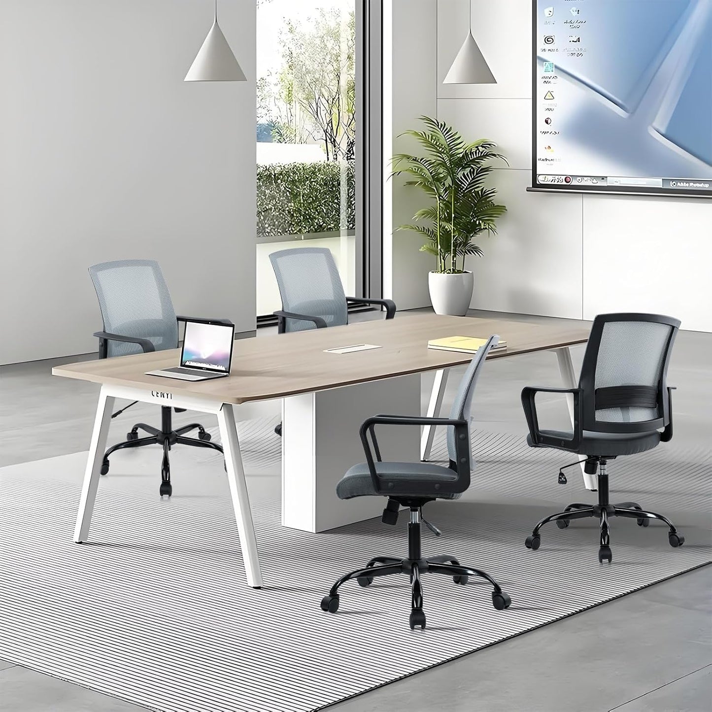 CLATINA Ergonomic Office Desk Chair - Mesh Office Chair with Adjustable Lumbar Support, Rolling Comfortable Computer Task Chairs with Arms for Home Conference-Gray, 4 Pack