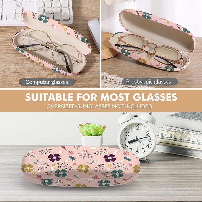 Glasses Case Hard Shell,Portable Protective Eyeglasses Case, Eyeglass Holder Box with Cleaning Cloth, for men women