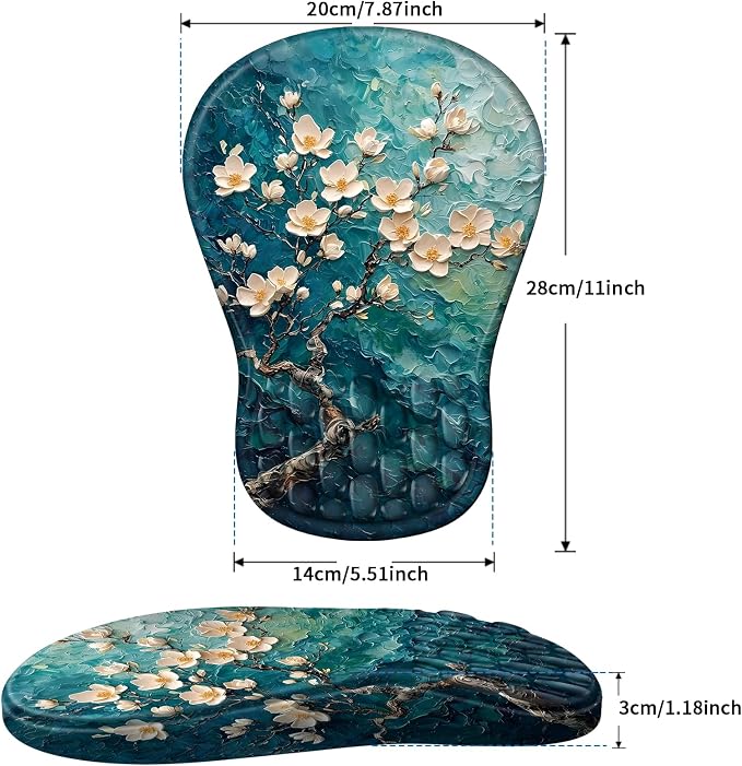 YIWEI Ergonomic Mouse Pad with Wrist Rest for Carpal Tunnel Pain Relief | Memory Foam Wrist Support,Non-Slip Rubber Base, Keyboard Computer Mousepad,Lycra Cloth Surface,Gaming Home Office