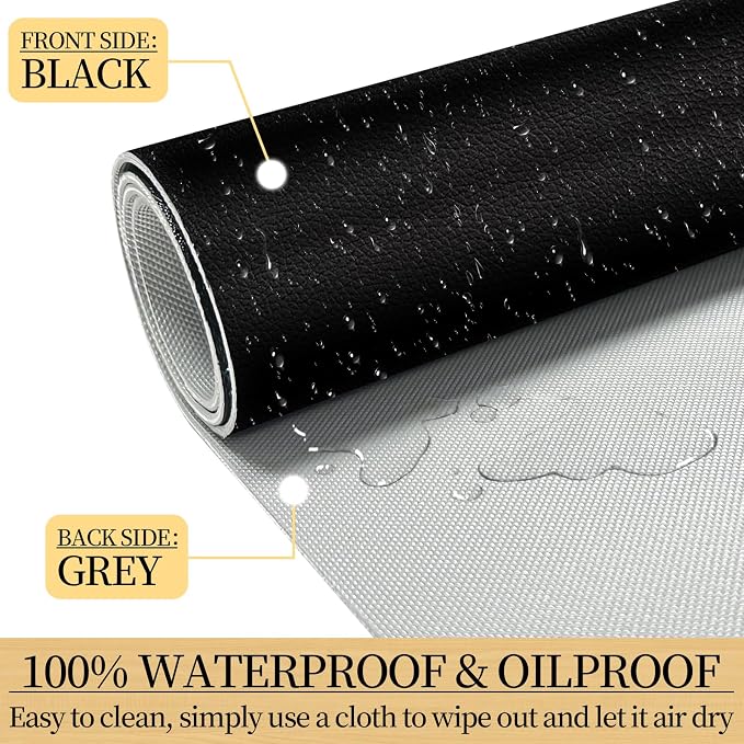Leather Desk Pad Mat, Black Desk Mat, 23.6" x 13.7" | Non-slip and Waterproof Computer Mat, Desk Protector for Office/Home, Desk Accessories
