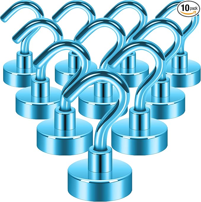 Neosmuk Magnetic Hooks, Heavy Duty 30lb+ Strong Magnet Hook for Cruise Cabins, Cruise Essentials 2026 for Hanging, Metal Wall Refrigerator Hangers (RoyalBlue, 10 Pack)