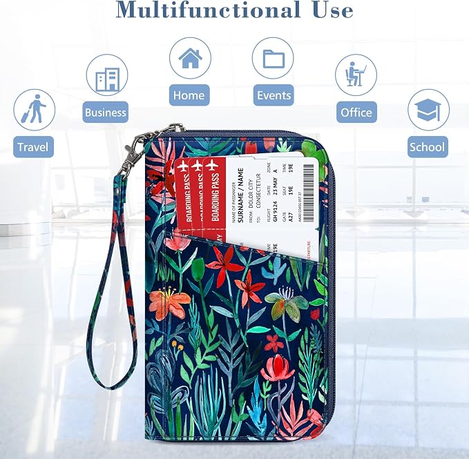 FINTIE Family Passport Holder Wallet Travel Document Organizer Clutch Bag | RFID Blocking Credit Cards Case Cover for Women Men