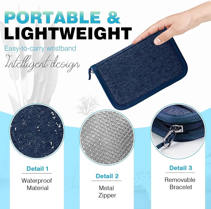 Single Passport Holder for Travel, RFID Travel Document Organizer for Women Waterproof Passport Wallet Men Portable Case for Cards, Boarding Pass, ID, Money, Tickets with Zipper