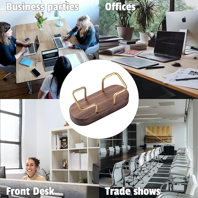 muso wood Business Card Holder for Desk, Wooden Creative Business Card Display for Desk, Wood Business Card Stand for Office, Tabletop (Walnut 1pack)