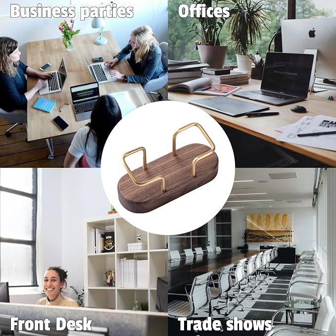 muso wood Business Card Holder for Desk, Wooden Creative Business Card Display for Desk, Wood Business Card Stand for Office, Tabletop (Walnut 2pack)