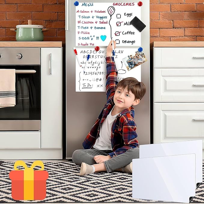 Magnetic Dry Erase Board Contact Paper 30"x40" for Wall | Stick on magnetic white boards for walls. Magnet receptive magnetic board for wall holds magnets.