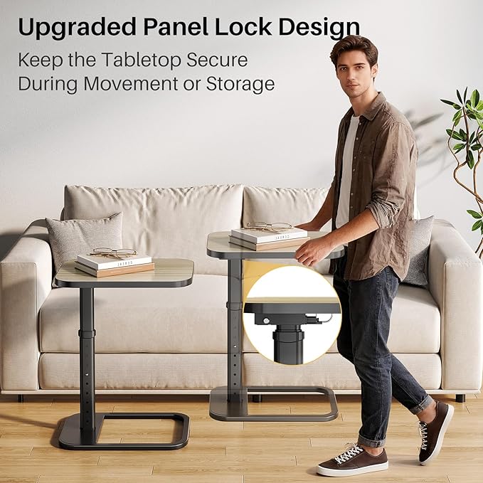 Adjustable Height TV Tray Table for Couch, Flip-Top Design | 19"-30" Height Range, 9-Position Lock System, Rounded Corners, Laptop Table, Snack Table, For Living Room & Bedroom
