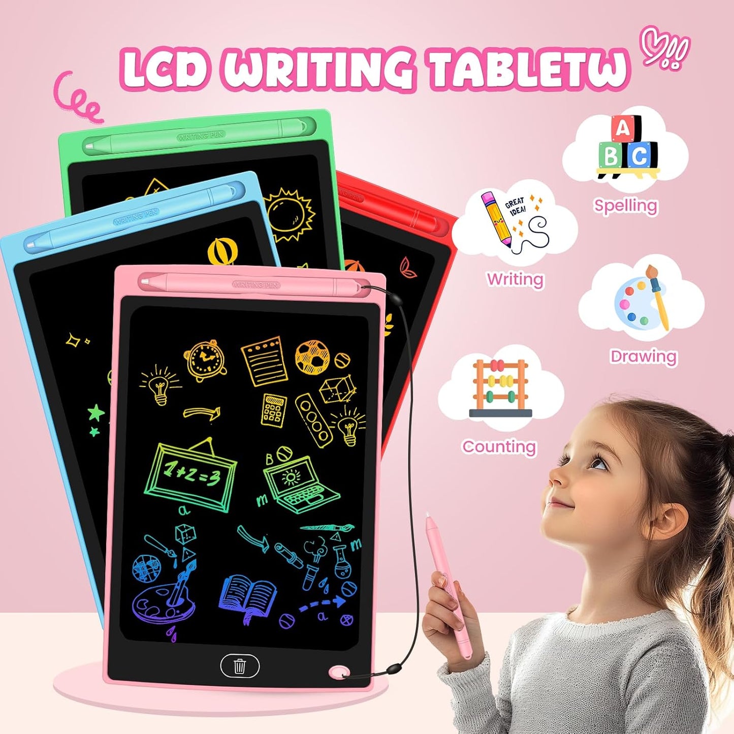 20 Pack LCD Writing Tablet for Kids - Erasable and Reusable Toddler Doodle Board in 8.5 inch, Ideal Drawing Pad for Learning Toy for Ages 3-8, Gift for Girls Boys (20 Pack)