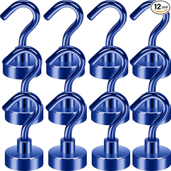 Neosmuk Magnetic Hooks, Heavy Duty 30lb+ Strong Magnet Hook for Cruise Cabins, Cruise Essentials 2026 for Hanging, Metal Wall Refrigerator Hangers (Navyblue, 12 Pack)