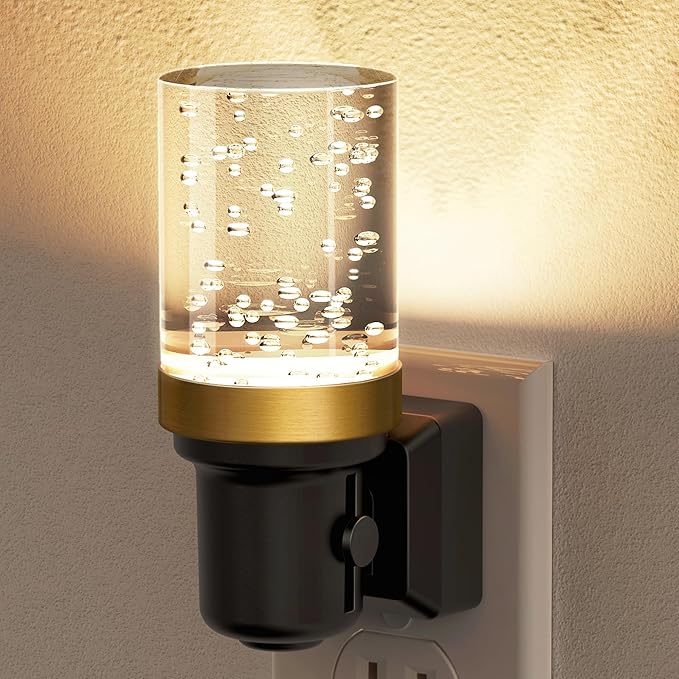 JandCase Night Light, Dimmable Night Lights Plug into Wall, Auto On/Off Light Sensor Nightlight, 3000K Warm White 0-100LM Brightness LED Nightlight, for Bathroom Hallway Bedroom Kids Room