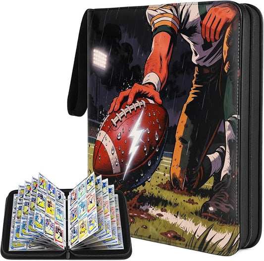 Football 9-Pocket Card Binder, 50 Pages 900-Pocket Large-Capacity Collector Album, Double-Sided Pocket Sports Card Storage Album,Football