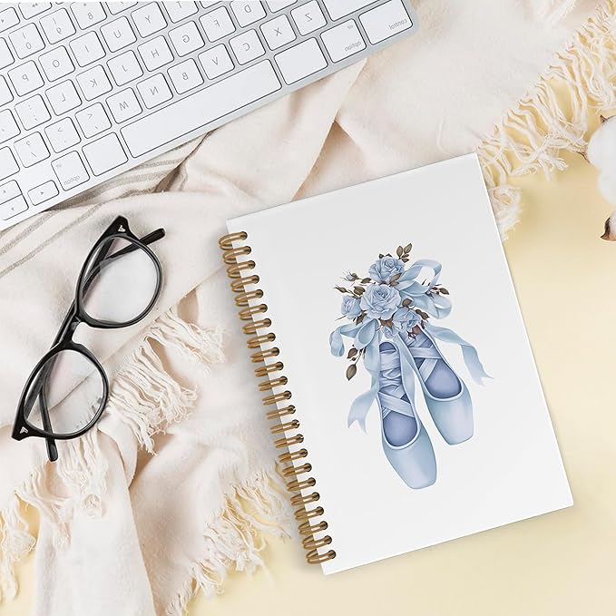 Blue Bow Ballet Dancing Spiral Notebook, Coquette Dancer Teacher Gift Journal Notebook, Ballet Gifts Notebooks for School Work, Ballerina Dance Office Supplies Gifts for Girls Women, 5.5x8.3 In