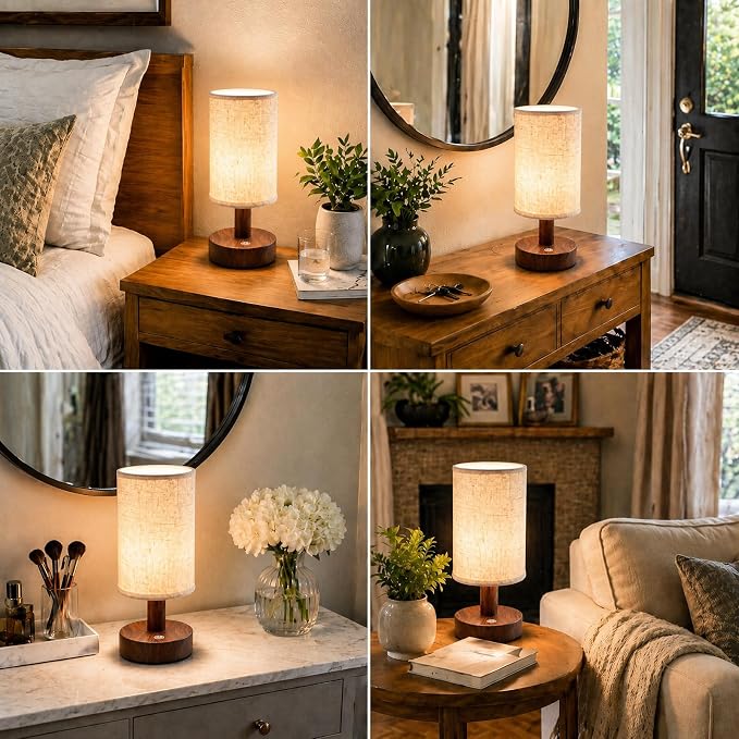 Mini Cordless Bedside Lamp, Touch Rechargeable LED Night Light | Minimalist Portable Lamp, 3 Color Modes, Stepless Dimmable, 4000mAh Battery, Decor for Bedroom & Living Room