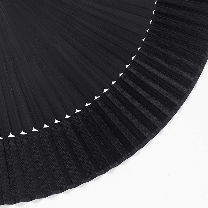 Wobe Hand Held Bamboo Silk Folding Fan, Chinese Japanese Handheld Fan with Tassel Wooden Charming Elegant Vintage Retro Style for Women Ladys Girls Dance Party Home Decorations (Black)