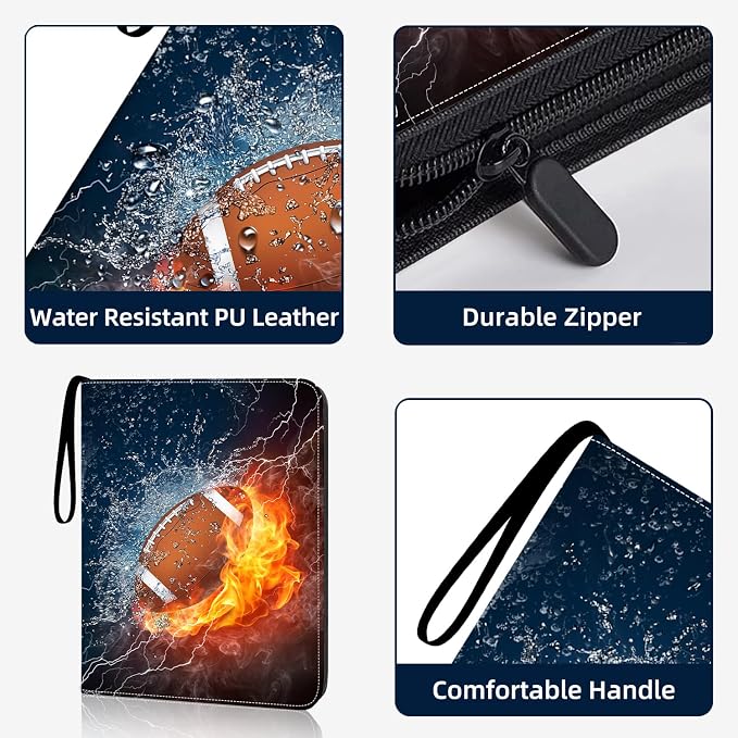 Football Card Binder Compatible with Football Card, Baseball Card, Trading Card, MTG and Other TCG, Fits 900 Cards with 50 Removable Pages, Card Holder Collector for Standard Size Card