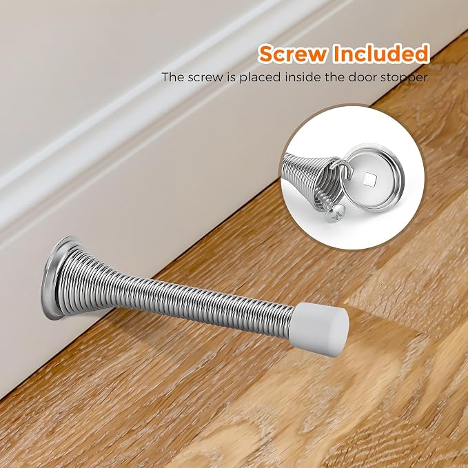 Ravinte Door Stoppers, 48 Pack Satin Nickel Spring Stops With Rubber Bumper for Bottom of Door