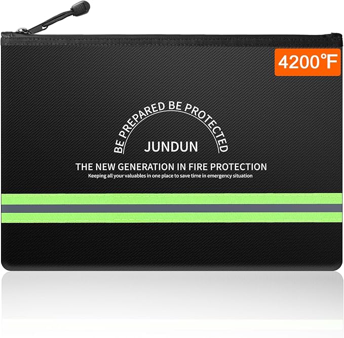 Fireproof Money Bag, 10.6"x6.7" Waterproof and Fireproof | Cash Bag with Zipper Closure,Fireproof Safe Storage Pouch Envelope for Money,Cash and Passport,Black