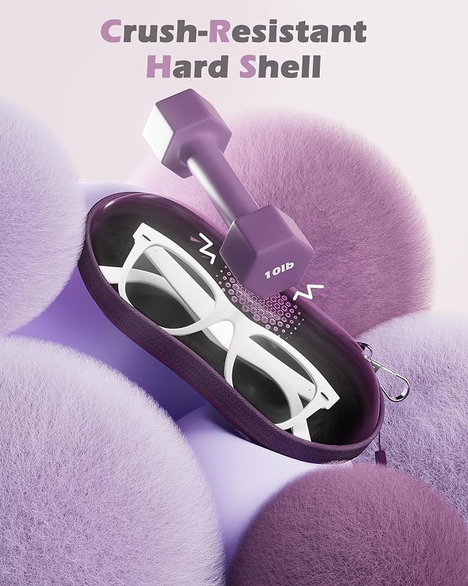 ProCase Sunglasses Case, Hard Shell Glasses Case for Men Women -Plum | Travel Shockproof Eyeglass Case with Metal Hanging Hook and Velvet Lining, Zipper Sport Glasses Holder Organizer for Gifts