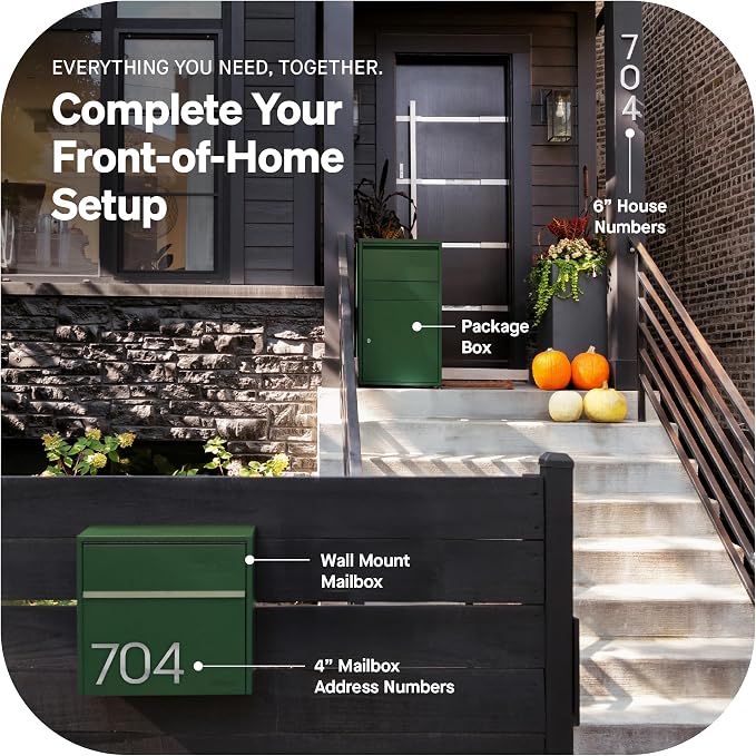 Adoorn Lockable Wall Mount Mailboxes for Outside - Small Anti-Theft Locking Mailbox for Letters - Weatherproof Construction - Durable Steel - 13.5" H x 15" L x 5.5" D - Forest Green