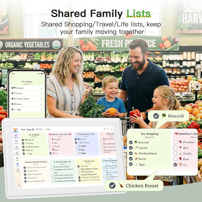 15.6" Digital Frame Calendar, Digital Wall Calendar Touchscreen, Electronic Family Calendar Meal Planner, Chore Chart, Google/iCloud/Outlook Sync, Photo Display, No Subscription for Mom,Busy Parents
