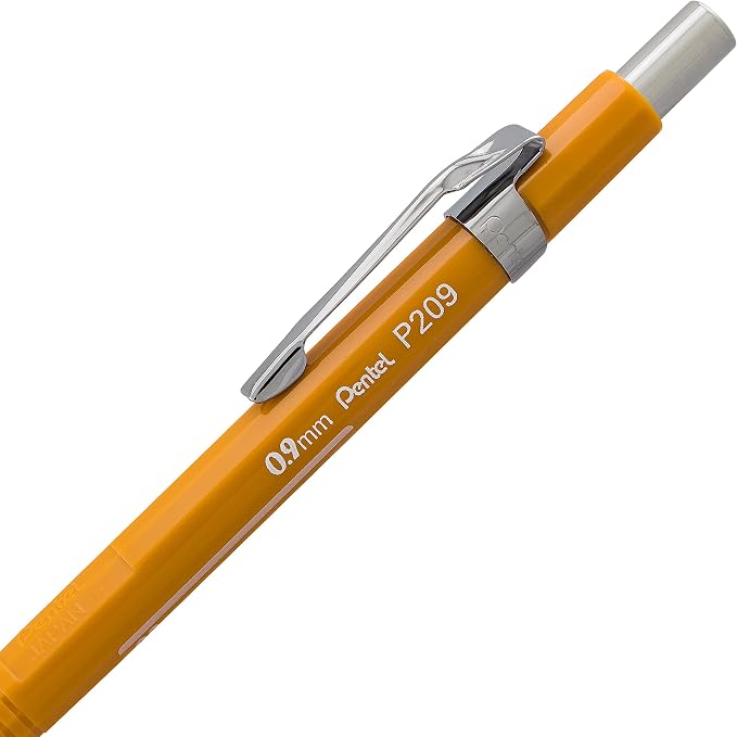 Pentel Sharp Mechanical Pencil, (0.9mm), Bold Line, Yellow Barrel, Pack of 2 (P209BP2-K6)