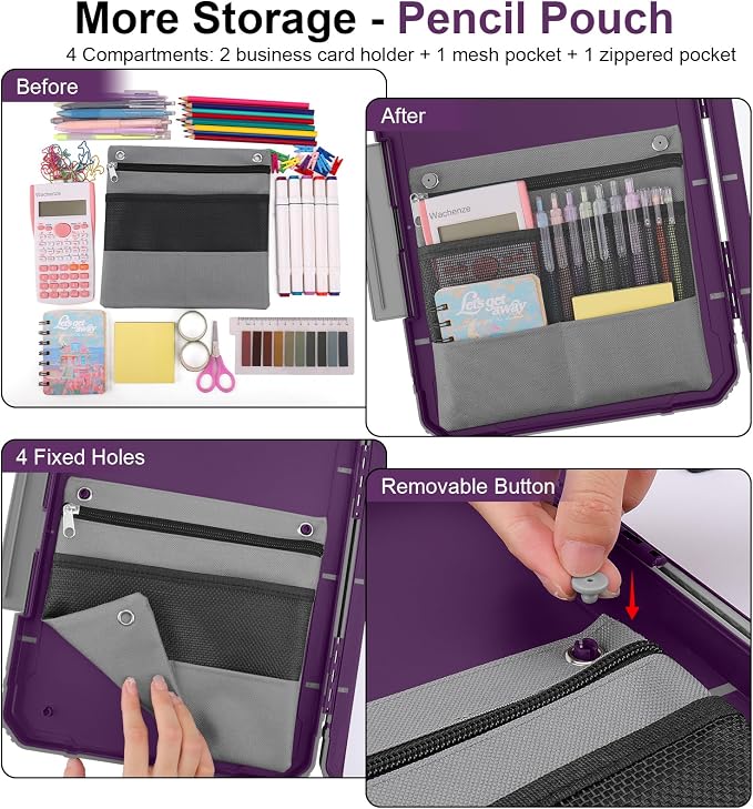 Clipboard, Clipboard with Storage, Heavy Duty Clip Boards 8.5x11, Protective Over Molded Edge, Plastic Clipboards, Contractor Folder with Internal Pen Pouch for Driver (Purple Alfalfa)