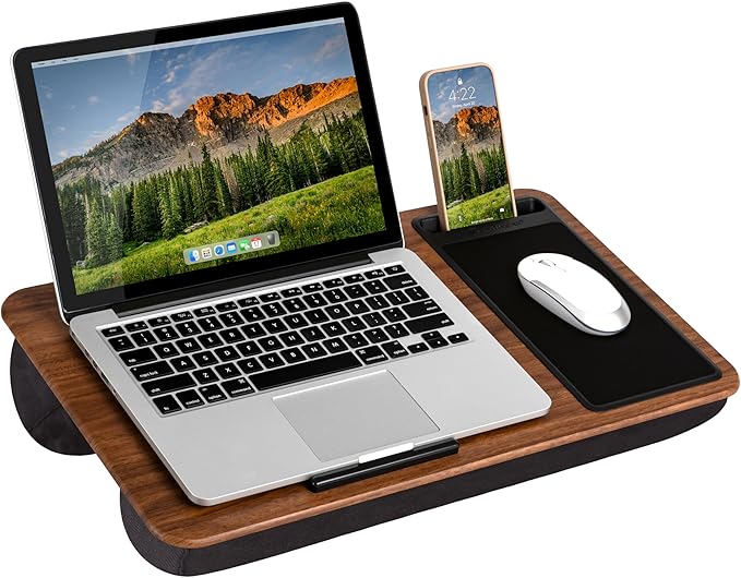 LAPGEAR Home Office Lap Desk – Espresso Woodgrain, Fits 15.6” Laptops