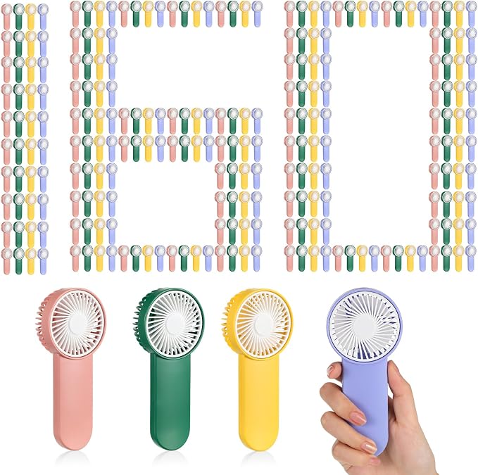 Sumind 160 Pcs Small Personal Portable Fan Mini Handheld Bulk 1 Speed Electric Cute Battery Powered for Neck Lash Makeup Women Men Travel Camping Indoor Outdoor Summer (4 Colors)