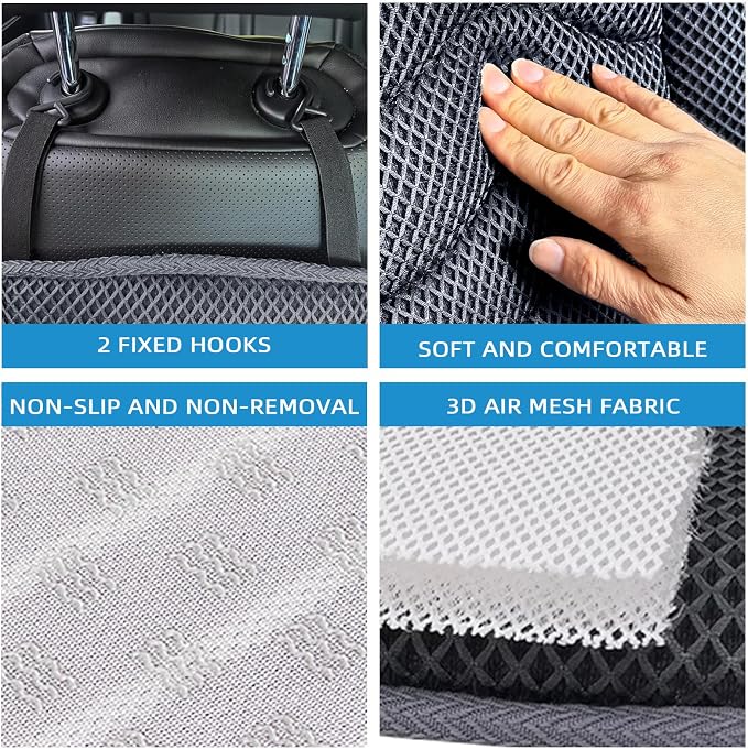 AEROiVi Car Seat Cushion with Back Support Pillow Breathable Mesh Non-Slip | Lumbar Support Car Seat Cushion for Long Sitting Comfort Seat Protector Pad Works with Truck SUV Quick Drying Washable