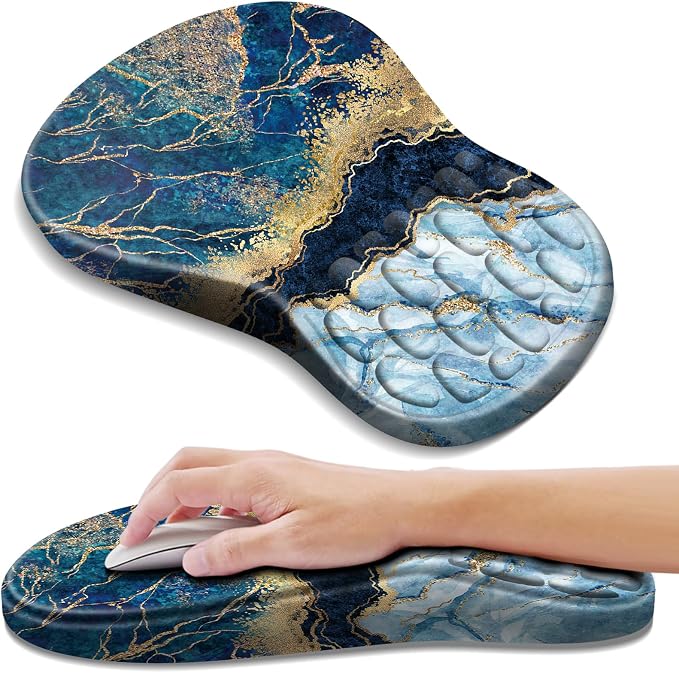YIWEI Ergonomic Mouse Pad with Wrist Rest for Carpal Tunnel Pain Relief | Memory Foam Wrist Support,Non-Slip Rubber Base, Keyboard Computer Mousepad,Lycra Cloth Surface,Gaming Home Office