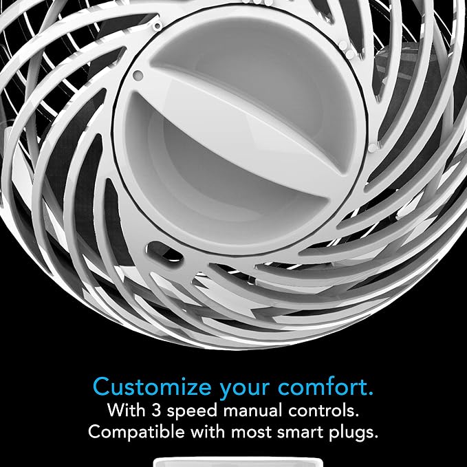 Vornado Pivot Clip Personal Air Circulator, 3-Speed, Portable Desk Fan with Multi-Surface Clip, 360-Degree Adjustable Axis, 9 in Tall, 4 in Diameter, Whisper Quiet, Ice White