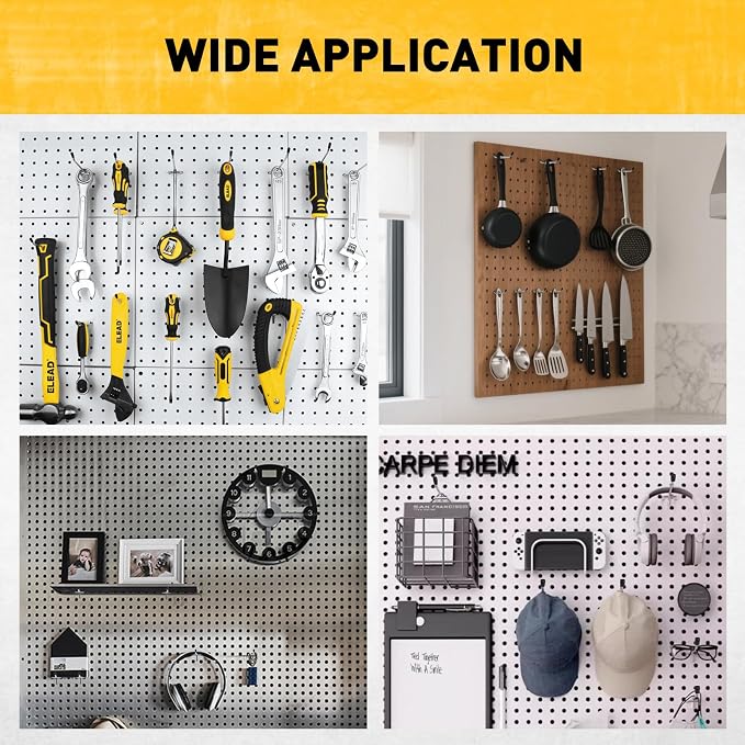 ELEAD 105-Piece 2 Inch Pegboard Hooks, Heavy Duty Peg Board Organizer Accessories, Peg Board Tool Hangers Fit for 1/4" and 1/8" Pegboard Hanging Tools Garage, Workshop, and Craft Storage