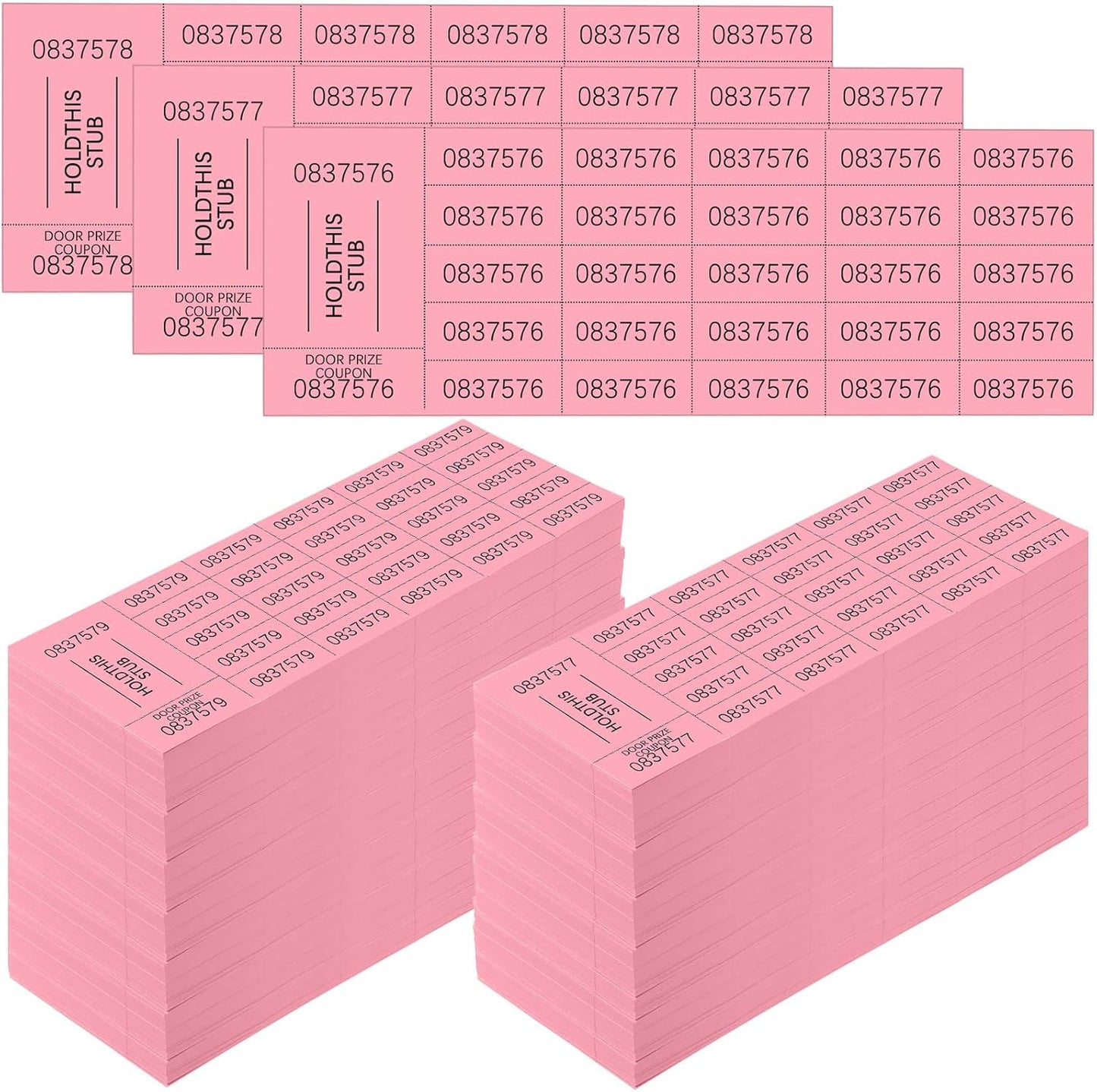 Kosiz 2000 Sheets Raffle Ticket 25 Bid Chinese Auction Tickets Tricky Tray Basket Raffle Sheets for Back to School Class Rewards Carnival Door Prizes Events(Light Red)