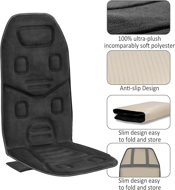 COMFIER Back Massager for Chair – Upgraded Vibration Chair Massager, Deep Tissue Back Massager for Pain Relief, Massage Chair Pad with Graphene Heating,Gifts for Dad Mom Men Women