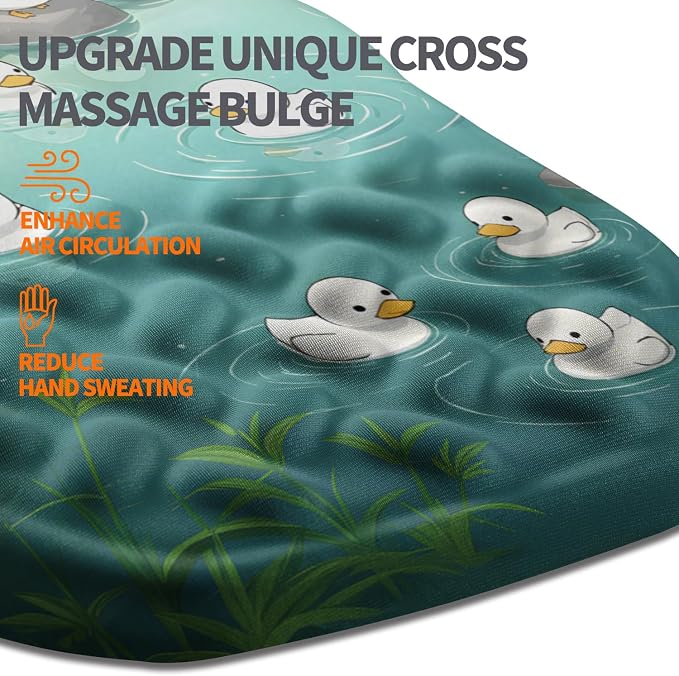 Ergonomic Slope Mouse Pad Wrist Support, Wrist Rest Mousepad for Carpal Tunnel Pain Relief with Massage Bulge and Slow Rebound Memory Foam (12x8 inch, Cute Ducks)