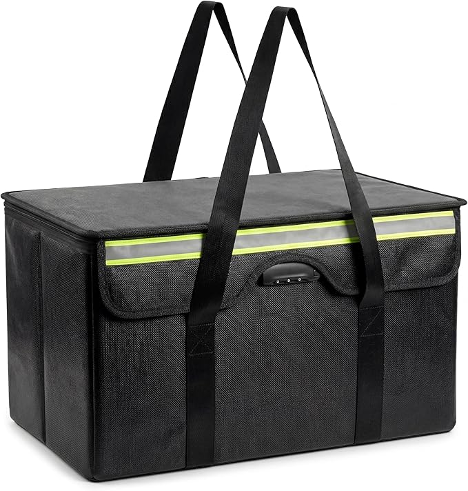 Large Fireproof File Box 24x12x12 inches, Used for Storing Valuable Items Such as Photo Albums and Cash. Large Fireproof File Box with Password Lock and Reflective Strip, Large Storage Capacity
