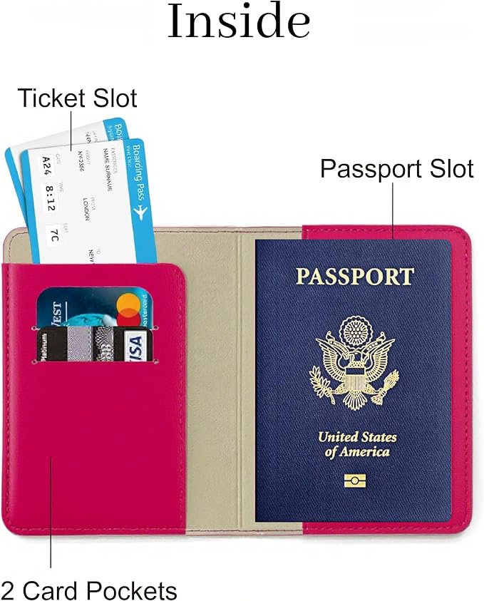Passport Holder for Travel, RFID Blocking Waterproof PU Leather Travel Passport Cover Case Wallet