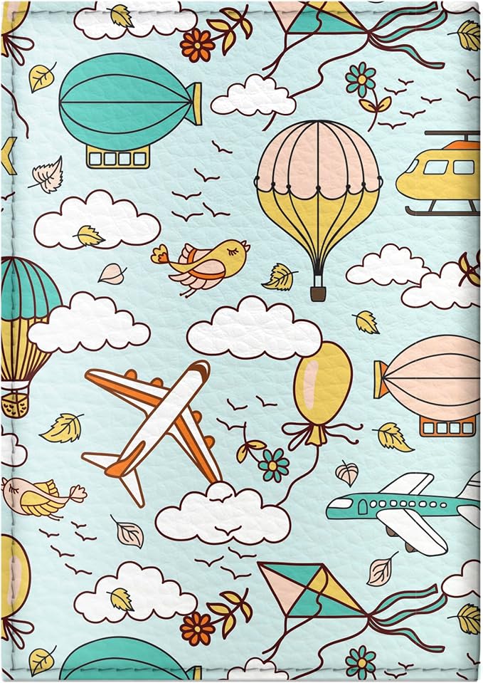 Passport Cover for Kids, Women and Men, Cute Travel Passport Holder (Dirigible Pattern)