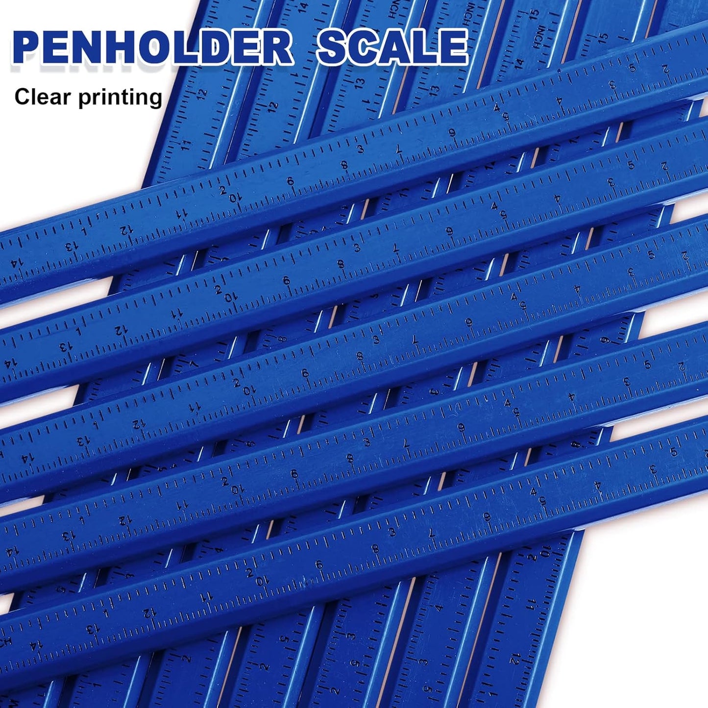 Honoson 200 Pcs Flat Construction Pencils with Printed Ruler Wood Graphite 2 Pcs Carpenter Pencil Sharpener for Woodworking Marking Tool(Blue)